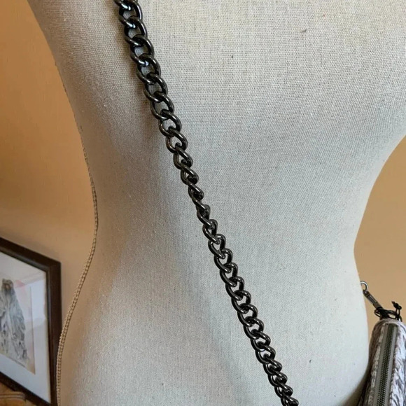 REBECCA MINKOFF Grey Studded Crushed Velvet Bag Whimsygoth Style - Picture 7 of 16